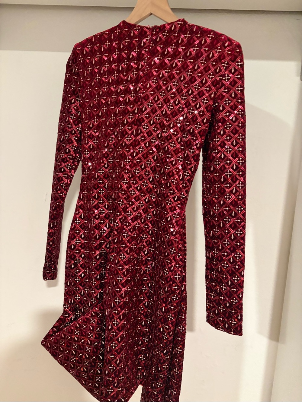 NADINE MERABI Red Embellished Mini Wrap Dress - Picture 5 of 5